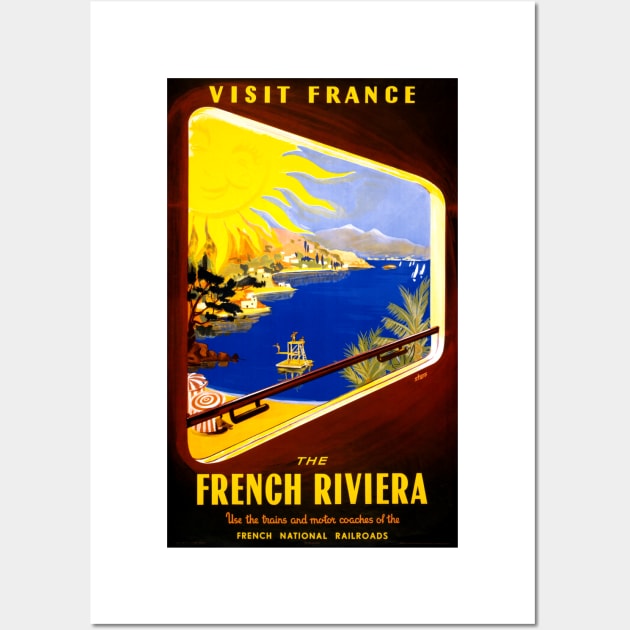 Vintage Travel Poster Visit France The French Riviera Wall Art by vintagetreasure